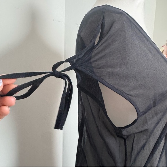 Vintage black Sheer Swim Cover-Up/lingerie slip L whimsigoth grunge goth - Picture 4 of 7